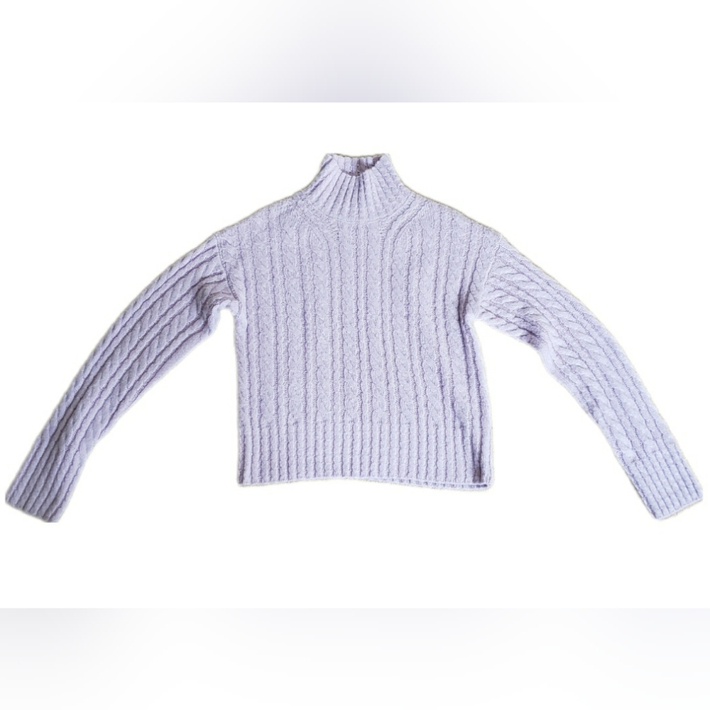French Connection Lavender Cable Knit Chunky Turtleneck Sweater *